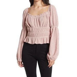 Astr the Label | Blush Cinched Plisse Blouse